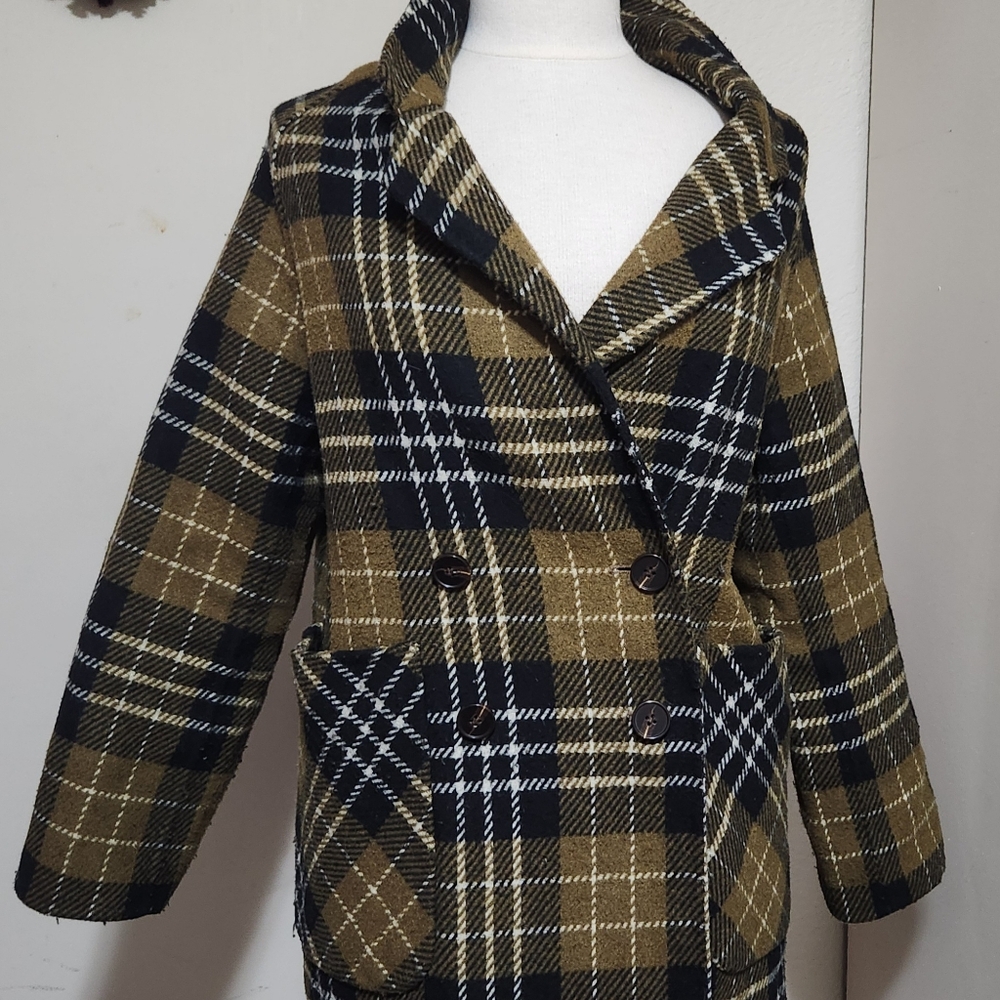 See U Soon Plaid Wool Blend Double Breasted Jacket Size Small
